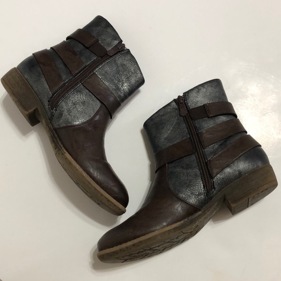 Patrizia by Spring Step Brown and Metallic Gunmetal  Moto Boots - Picture 4 of 8